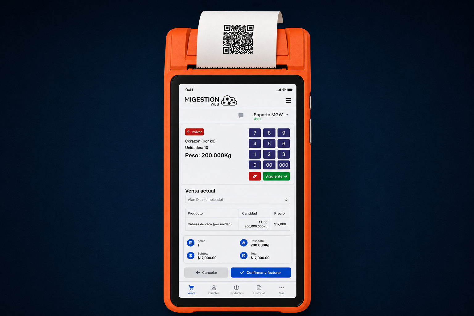 Dispositivo MGW-100 con impresora térmica integrada